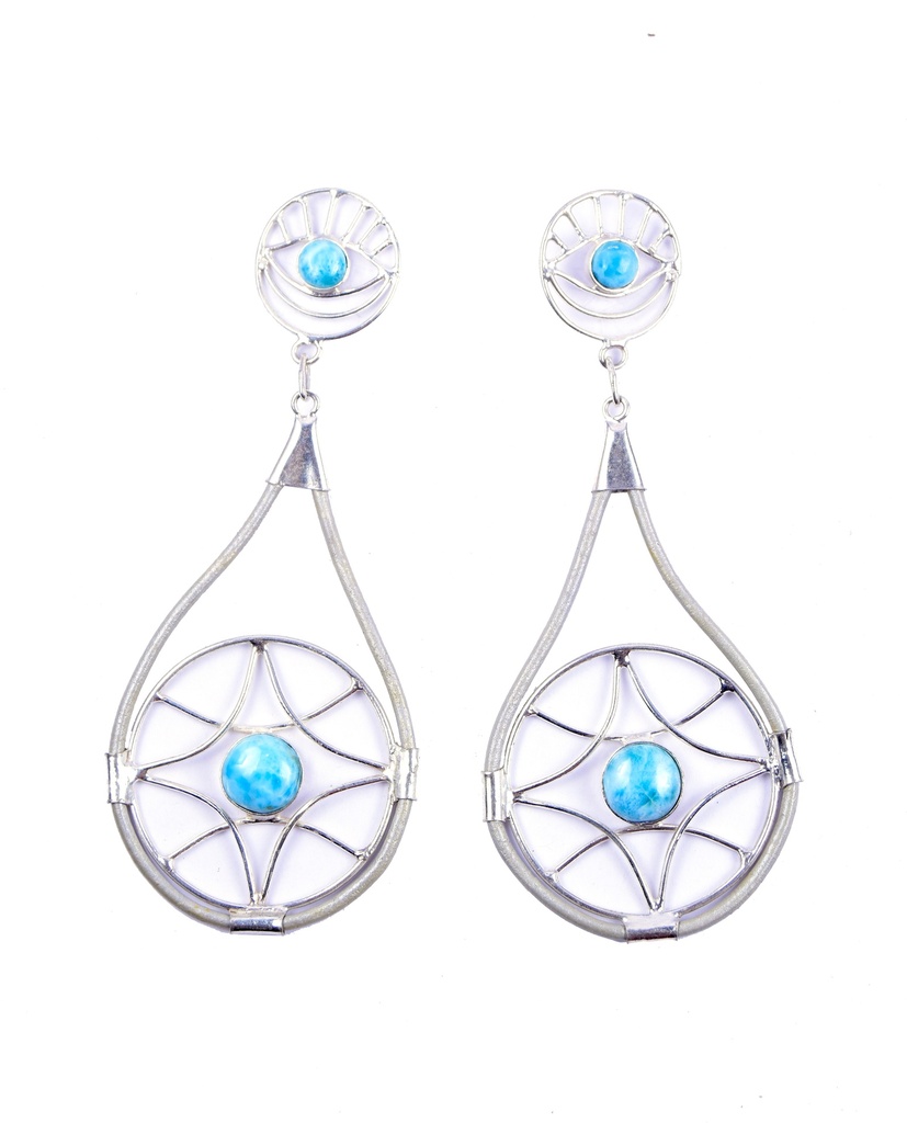 AUTO PIEL SILVER LARIMAR EARRINGS