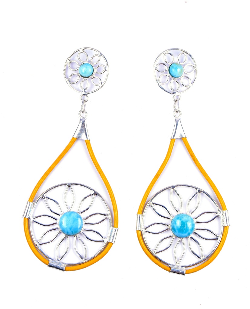AUTO PIEL SILVER LARIMAR EARRINGS
