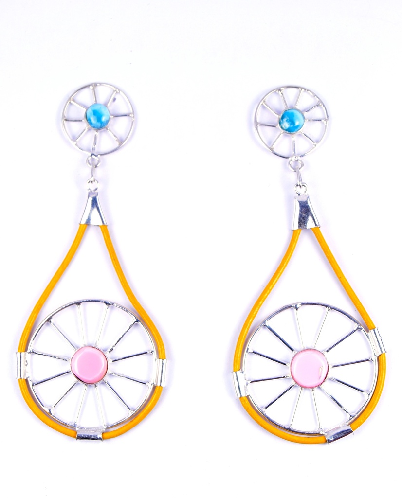 AUTO PIEL SILVER LARIMAR AND SEA SHELL EARRINGS