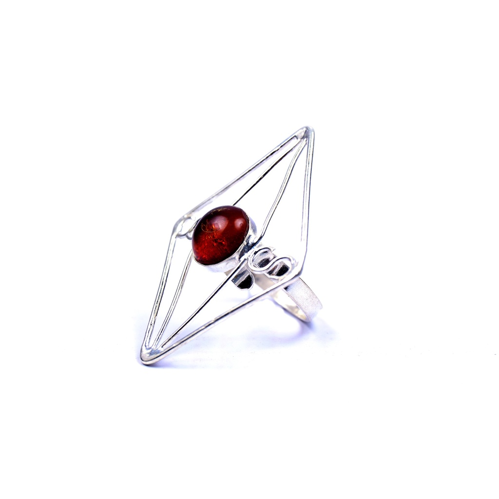 AUTO SILVER AMBER RING
