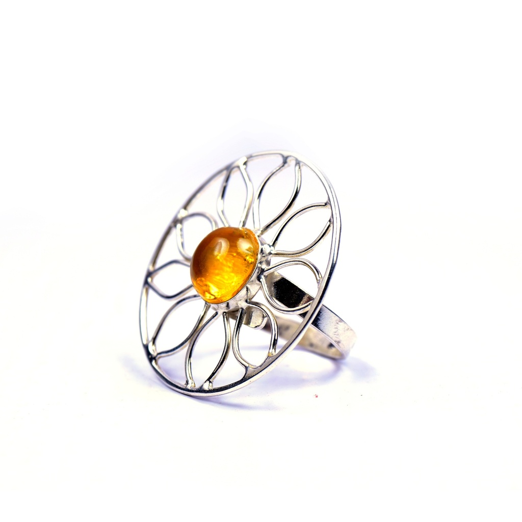 AUTO SILVER AMBER RING