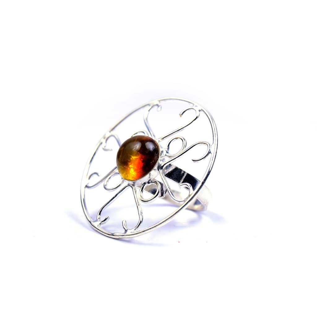 AUTO SILVER AMBER RING