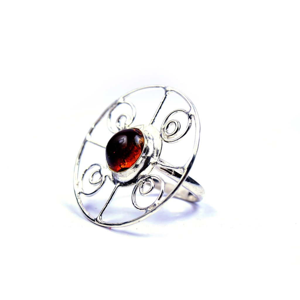 AUTO SILVER AMBER RING