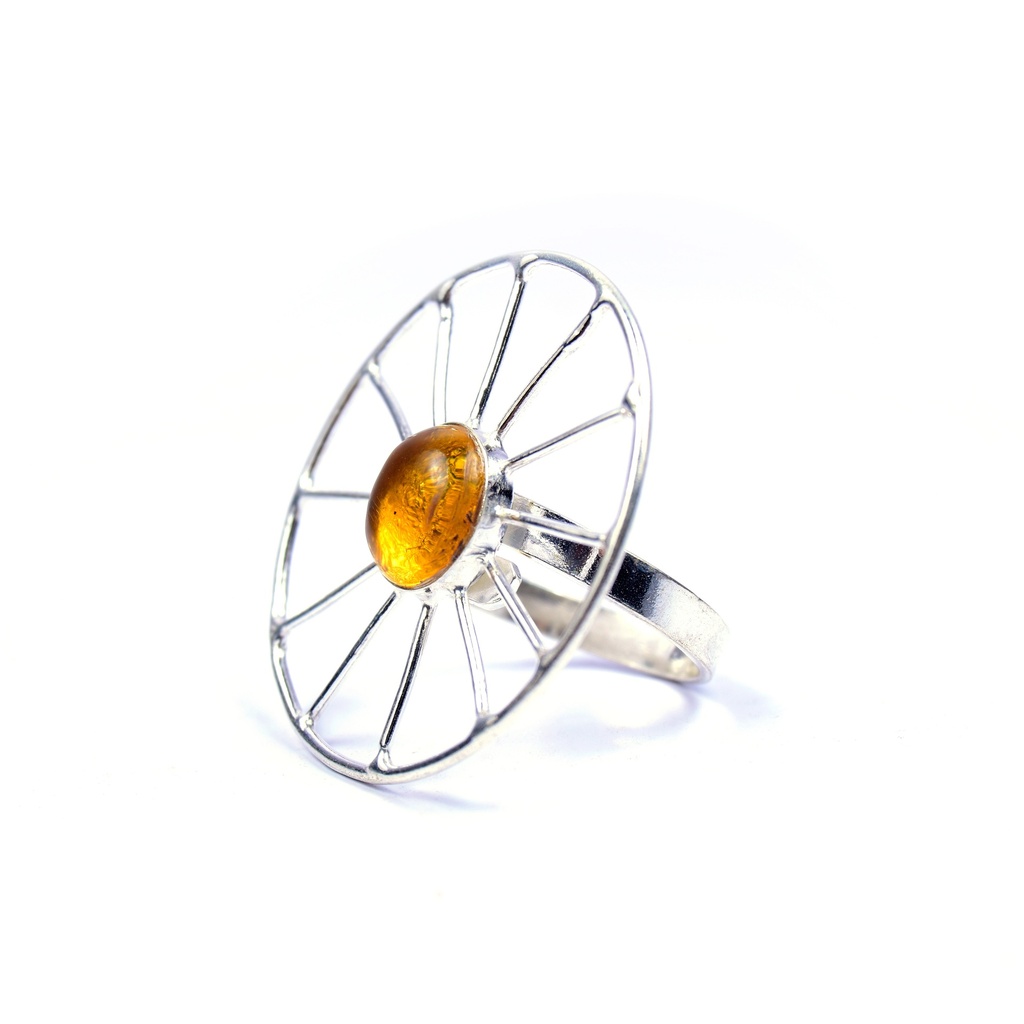 AUTO SILVER AMBER RING