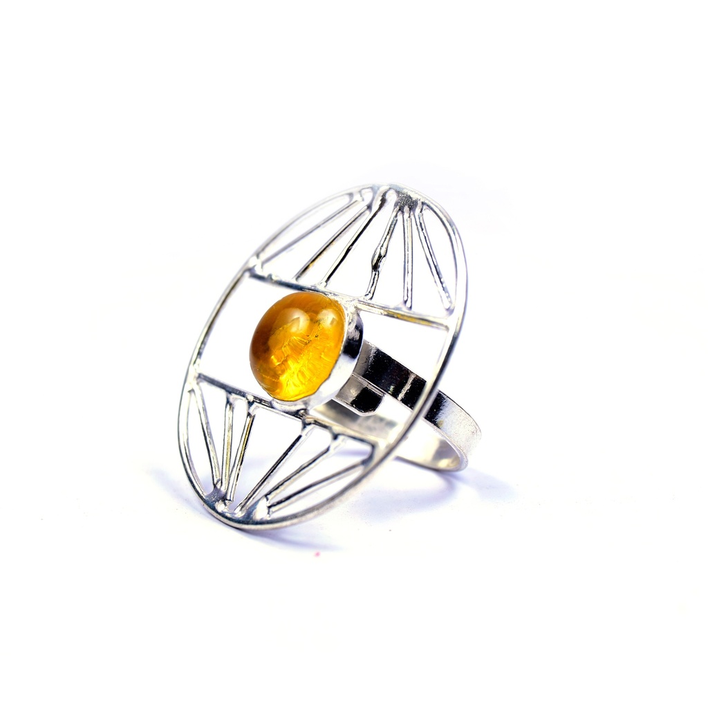 AUTO SILVER AMBER RING