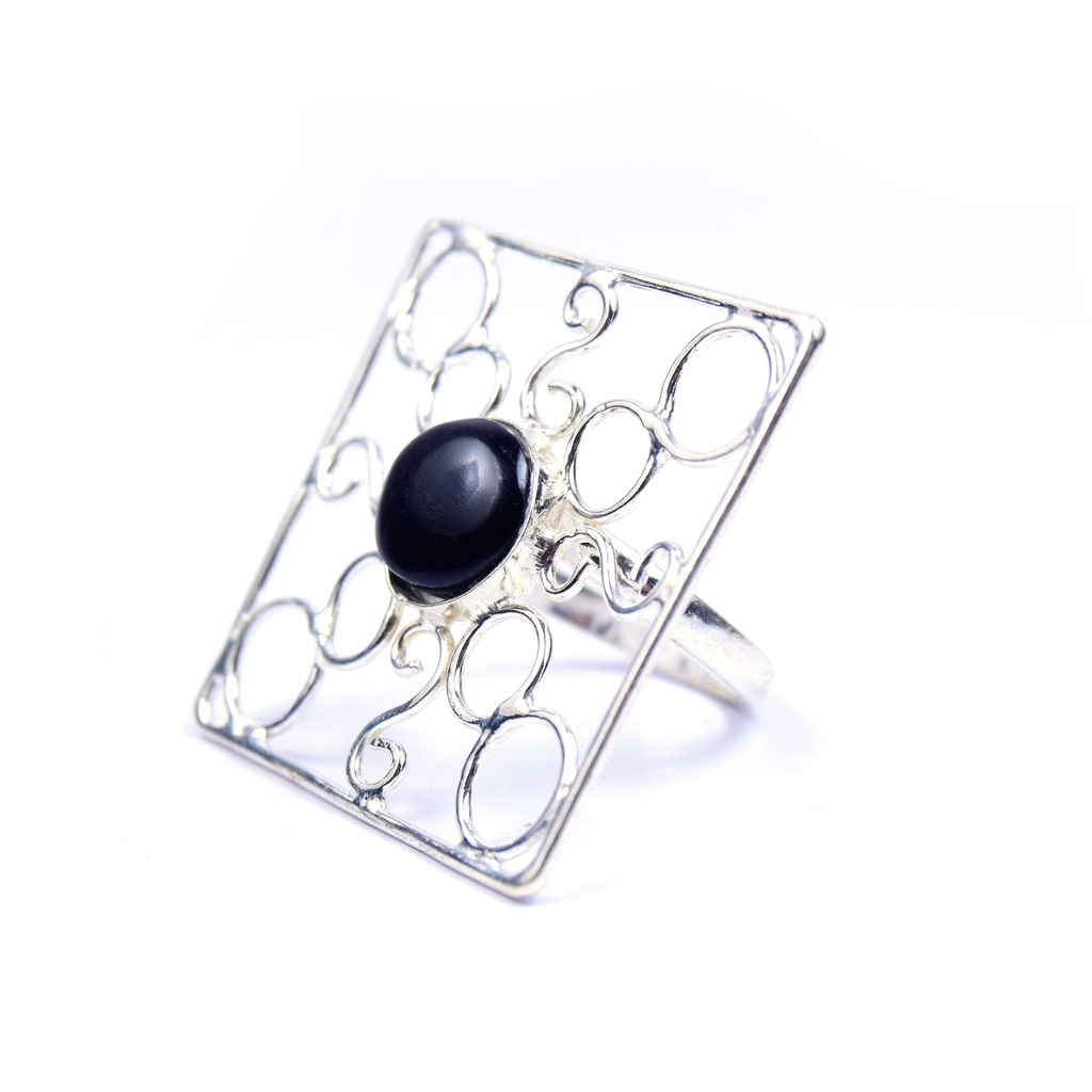 AUTO SILVER COW HORN RING