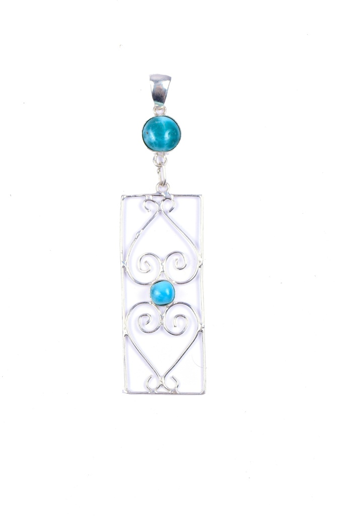 AUTO SILVER LARIMAR DOUBLE PENDANT