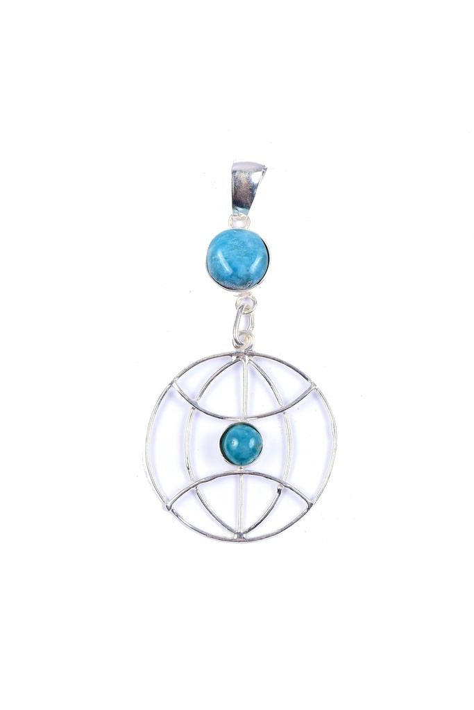 AUTO SILVER LARIMAR DOUBLE PENDANT