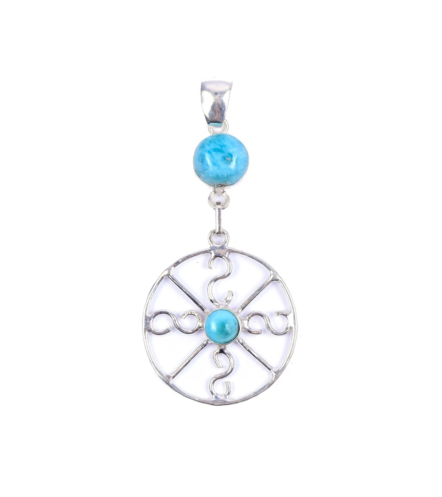 AUTO SILVER LARIMAR DOUBLE PENDANT