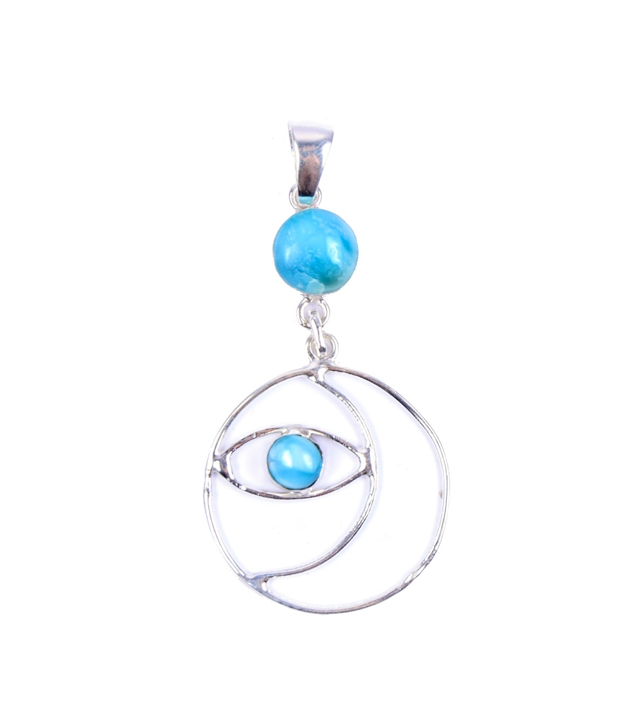 AUTO SILVER LARIMAR DOUBLE PENDANT