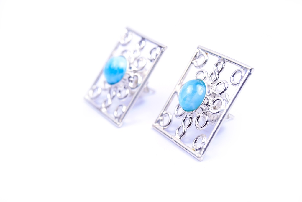 AUTO SILVER LARIMAR SMALL EARRINGS