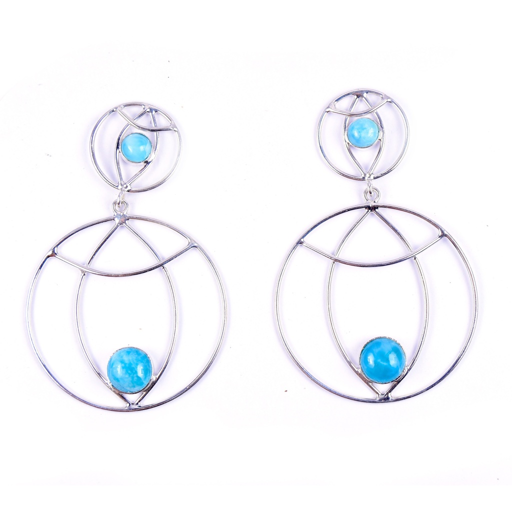 AUTO SILVER LARIMAR EARRINGS