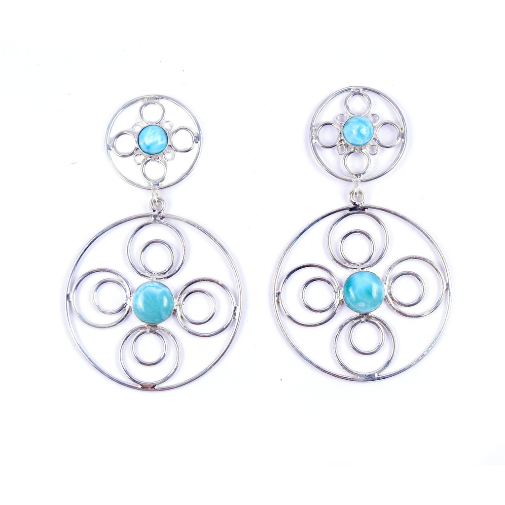 AUTO SILVER LARIMAR EARRINGS