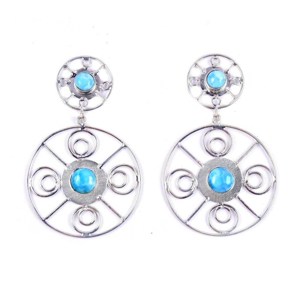 AUTO SILVER LARIMAR EARRINGS