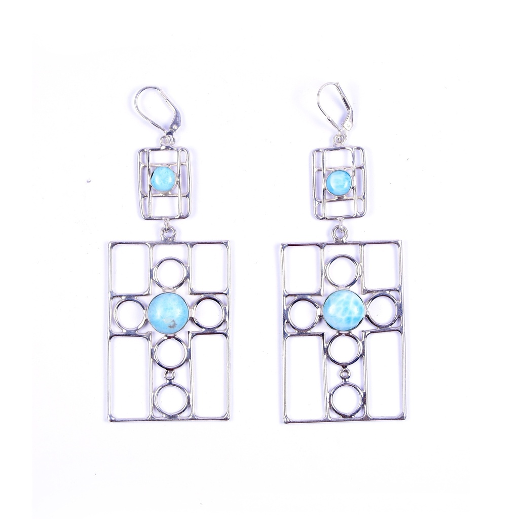 AUTO SILVER LARIMAR EARRINGS