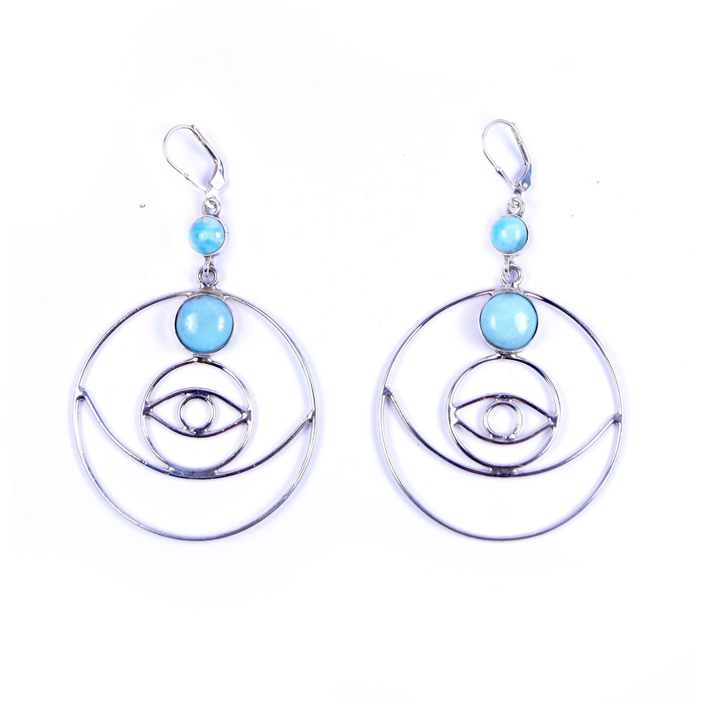 AUTO SILVER LARIMAR EARRINGS