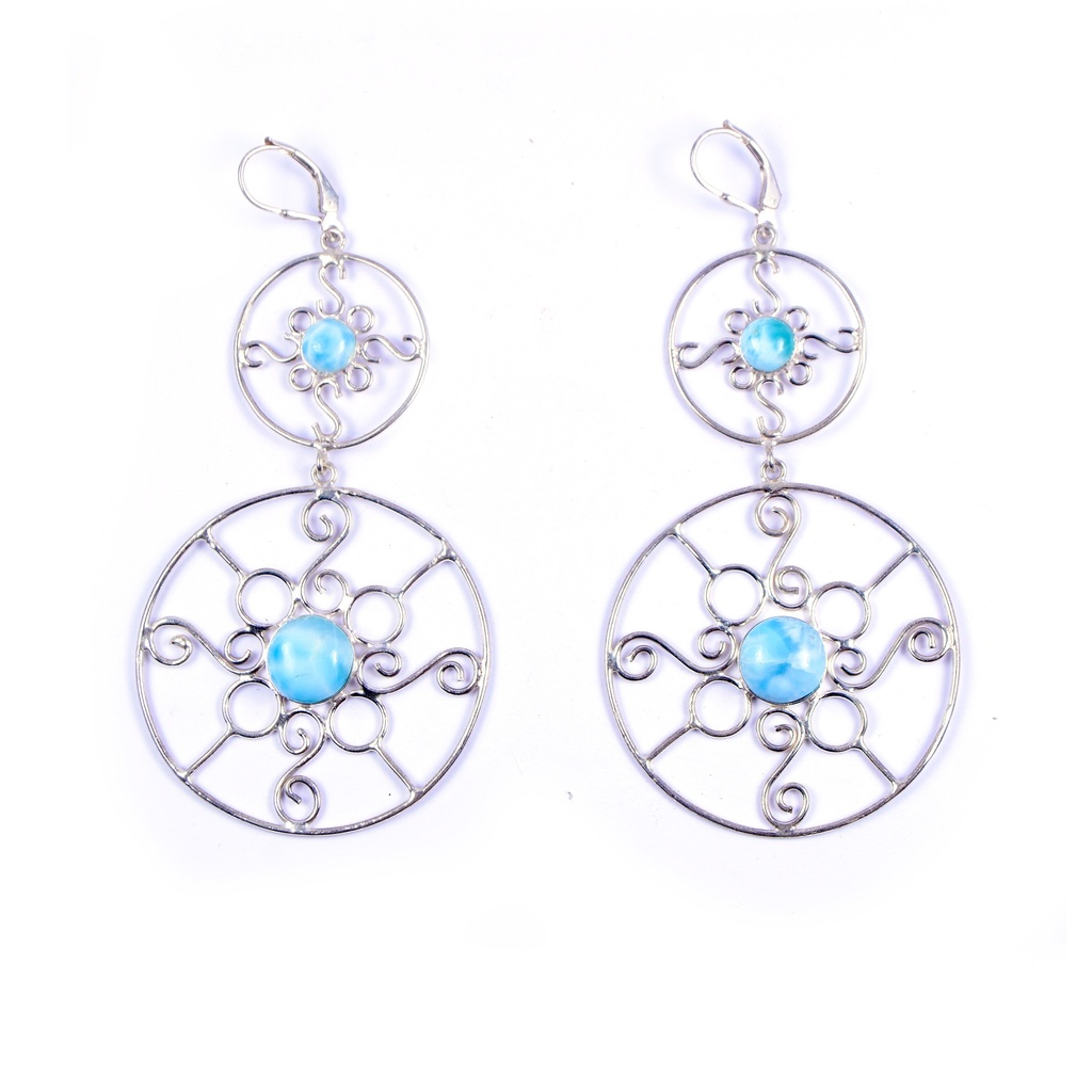 AUTO SILVER LARIMAR EARRINGS