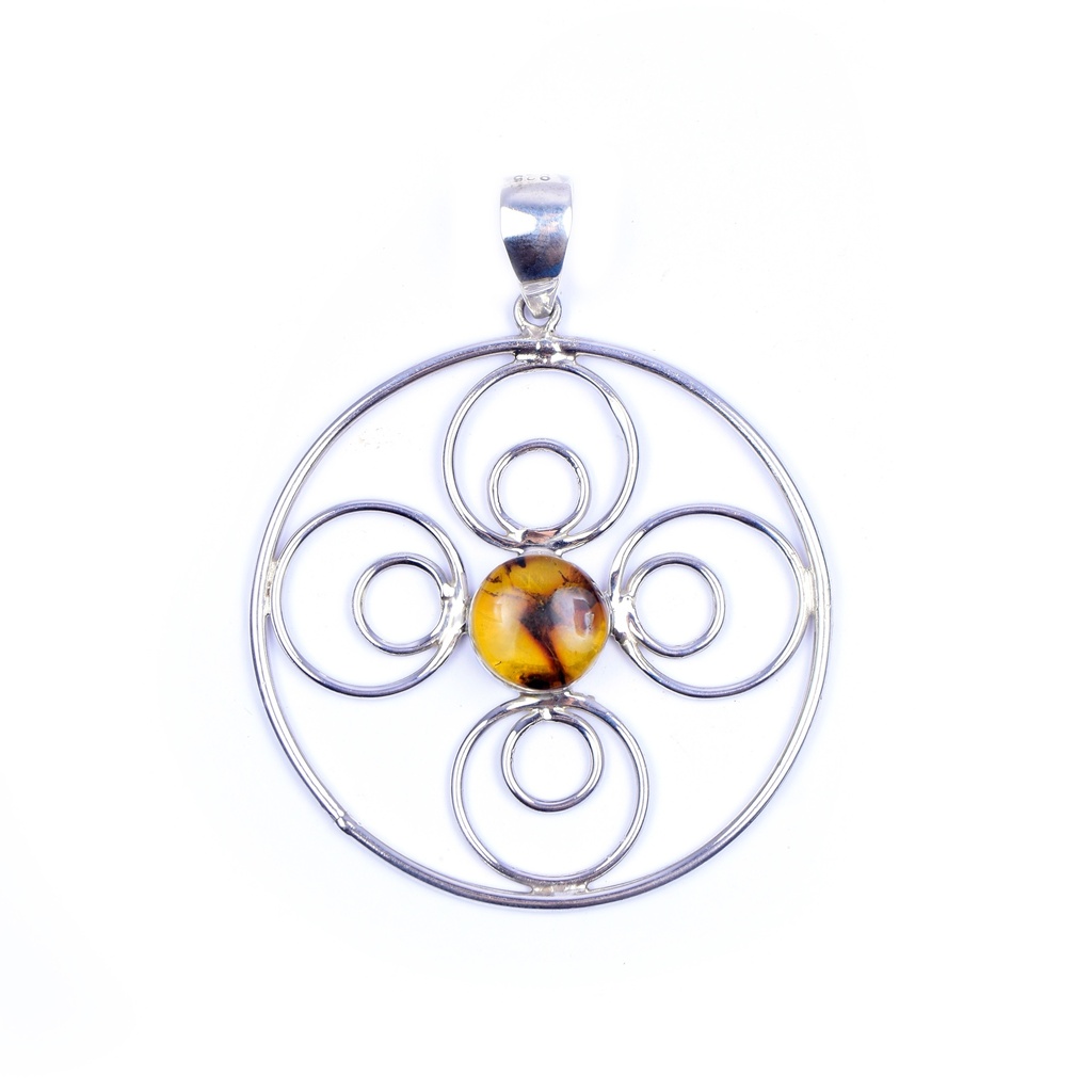 AUTO SILVER AMBER PENDANT