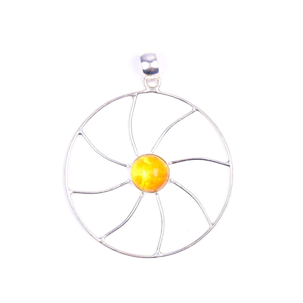AUTO SILVER AMBER PENDANT