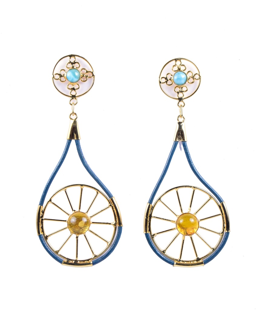 AUTO PIEL DORATO LARIMAR AND AMBER EARRINGS