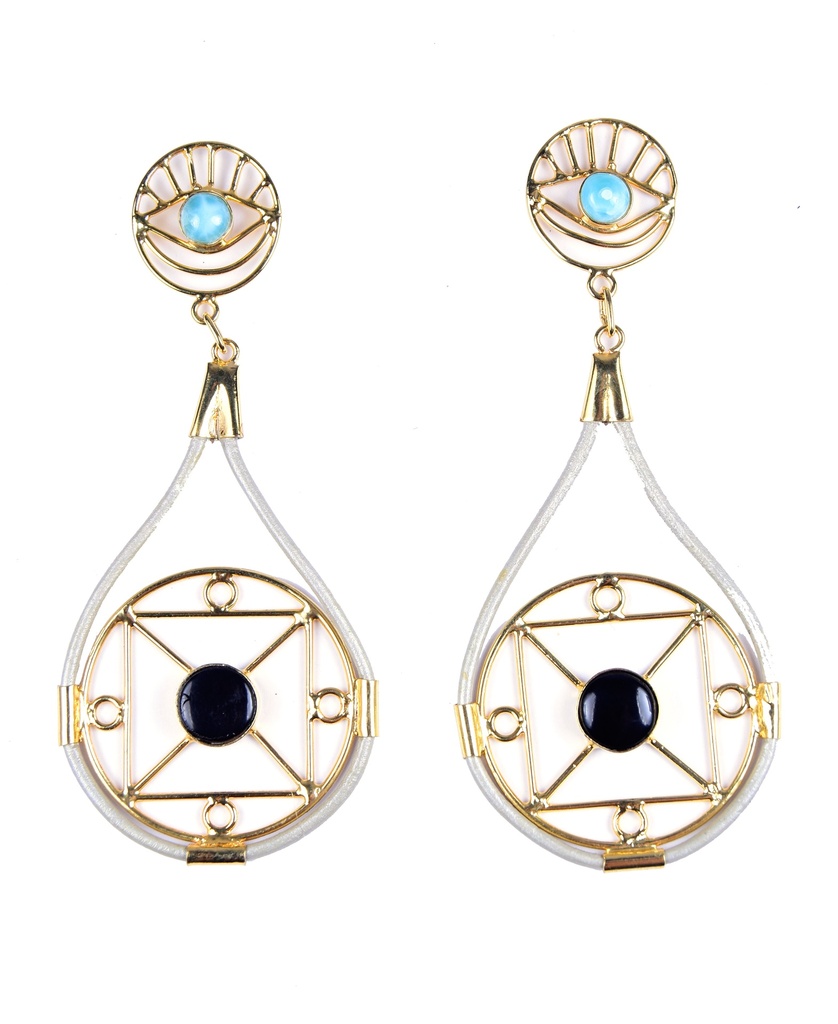 AUTO PIEL DORATO LARIMAR AND COW HORN EARRINGS