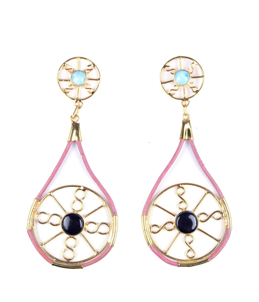 AUTO PIEL DORATO LARIMAR AND COW HORN EARRINGS