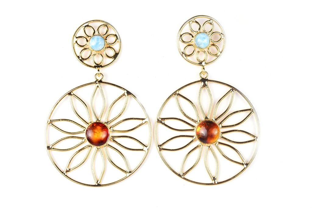 AUTO DORATO LARIMAR AND AMBER EARRINGS