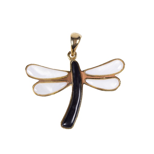 [31407] BIG DORATO MOTHER PEARL AND COW HORN DRAGONFLY PENDANT
