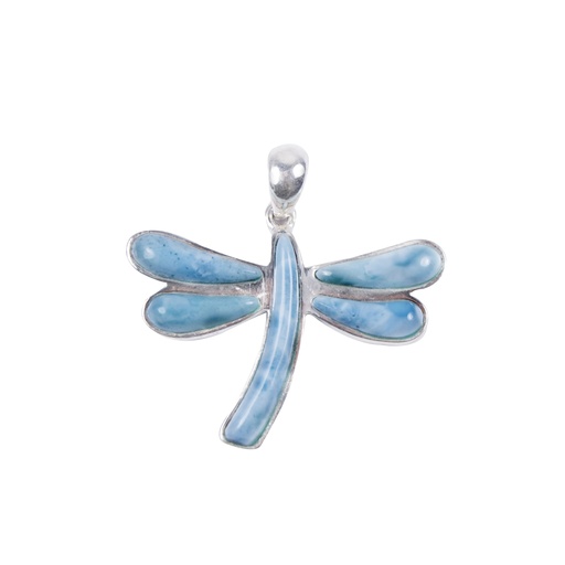 [30149] BIG SILVER LARIMAR DRAGONFLY PENDANT