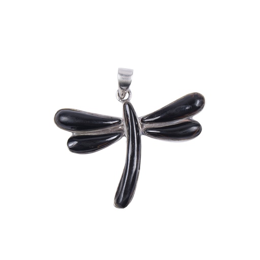 [31233] BIG SILVER COW HORN DRAGONFLY PENDANT