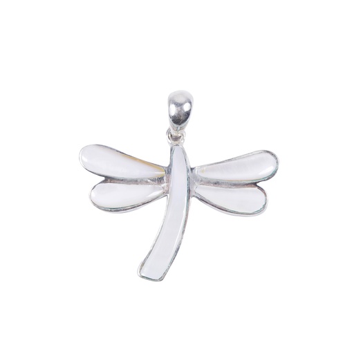 [31562] BIG SILVER MOTHER PEARL DRAGONFLY PENDANT