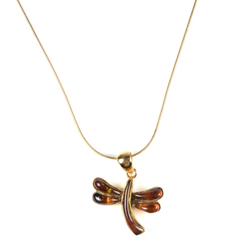 [30812] MEDIUM DORATO AMBER DRAGONFLY NECKLACE
