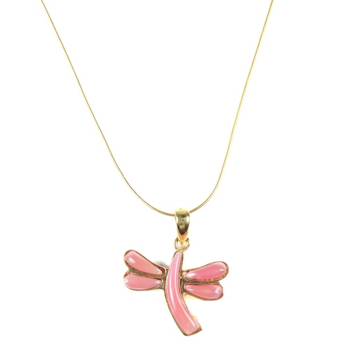 [31903] MEDIUM DORATO PINK SEA SHELL DRAGONFLY NECKLACE
