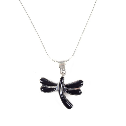 [31225] MEDIUM SILVER COW HORN DRAGONFLY NECKLACE