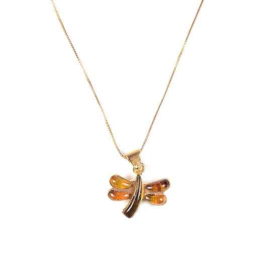 [30692] SMALL DORATO AMBER DRAGONFLY NECKLACE