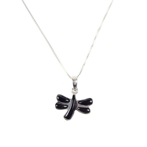 [30171] SMALL SILVER COW HORN DRAGONFLY NECKLACE