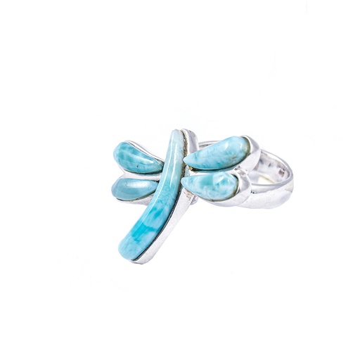 [30162] MEDIUM SILVER LARIMAR DRAGONFLY RING