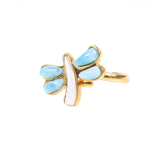 [31746] SMALL DORATO LARIMAR AND MOTHER PEARL DRAGONFLY RING