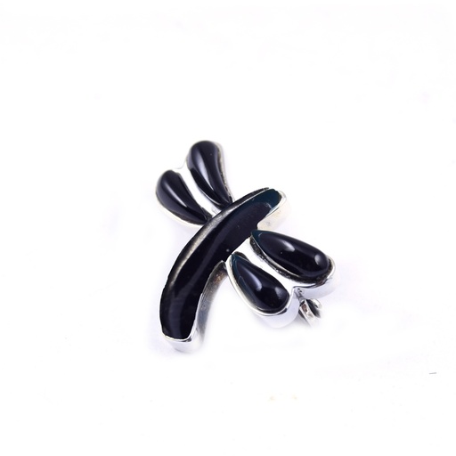 [30299] MEDIUM SILVER COW HORN DRAGONFLY PIN