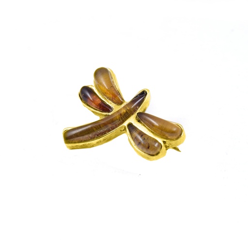 [30820] MEDIUM DORATO AMBER DRAGONFLY PIN