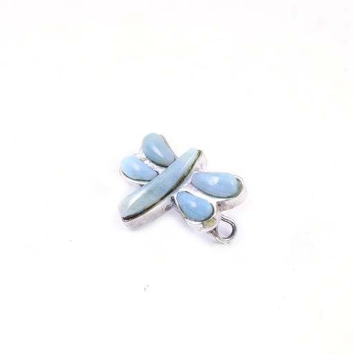 [31576] SMALL SILVER LARIMAR DRAGONFLY PIN