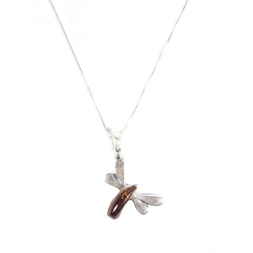 [30125] SOPHIA SILVER AMBER NECKLACE
