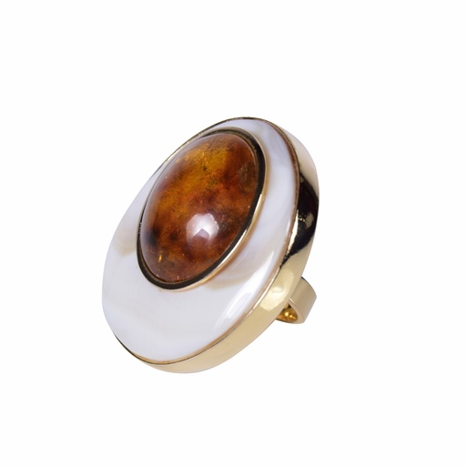 [30727] BIG DORATO MOTHER PEARL AND AMBER LUZ RING