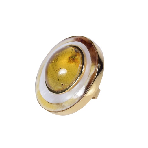[30730] BIG DORATO COW HORN, MOTHER PEARL AND AMBER LUZ RING