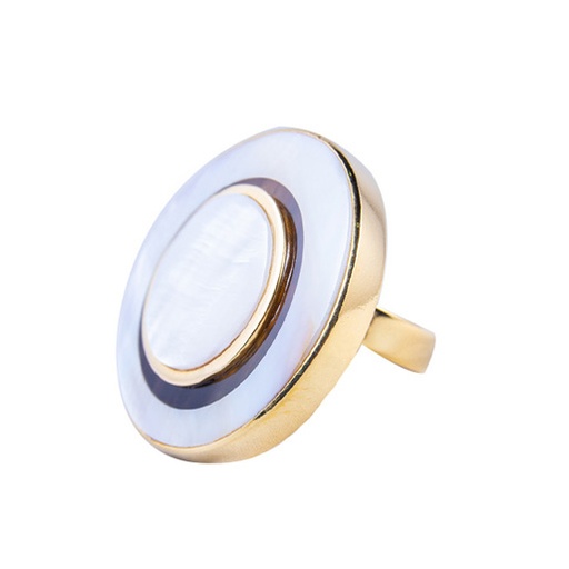 [30379] MEDIUM DORATO MOTHER PEARL AND COW HORN LUZ RING