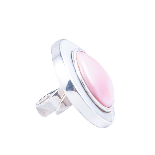 [31328] MEDIUM SILVER MOTHER PEARL AND PINK SEA SHEL LUZ RING
