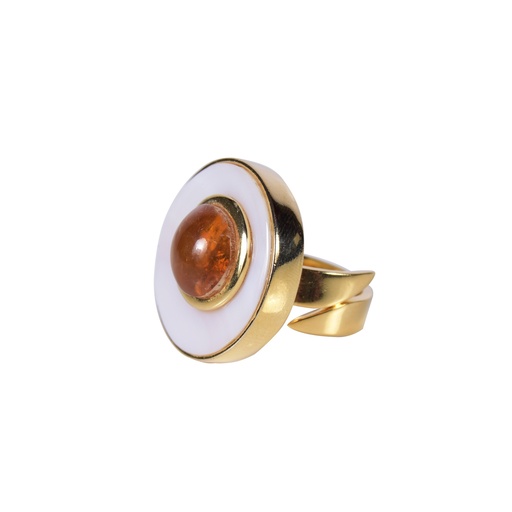 [30725] SMALL DORATO MOTHER PEARL AND AMBER LUZ RING
