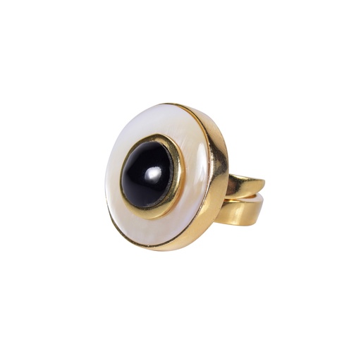 [31711] SMALL DORATO MOTHER PEARL AND COW HORN LUZ RING