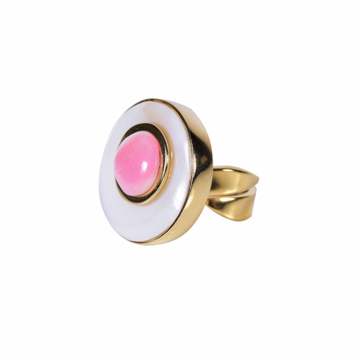 [32141] SMALL DORATO MOTHER PEARL AND PINK SEA SHEL LUZ RING