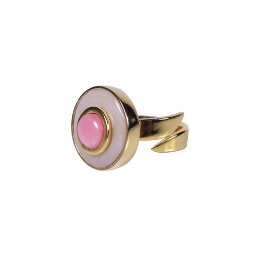 [32153] MINI DORATO MOTHER PEARL AND PINK SEA SHEL LUZ RING